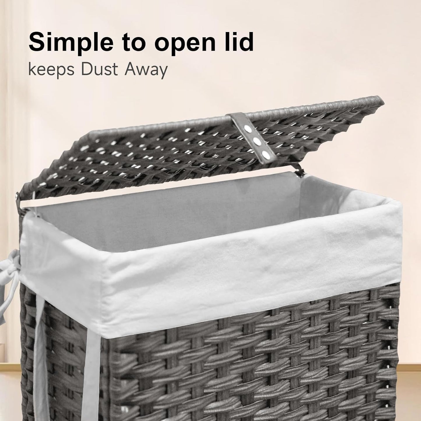 88L Slim Laundry Hamper with Wheels, 23.3 Gallon Rolling Laundry Basket with Lid, Tall and Narrow Laundry Hamper with 2 Removable Liner & 3 Mesh Bags, Laundry Sorter for Bathroom, Grey
