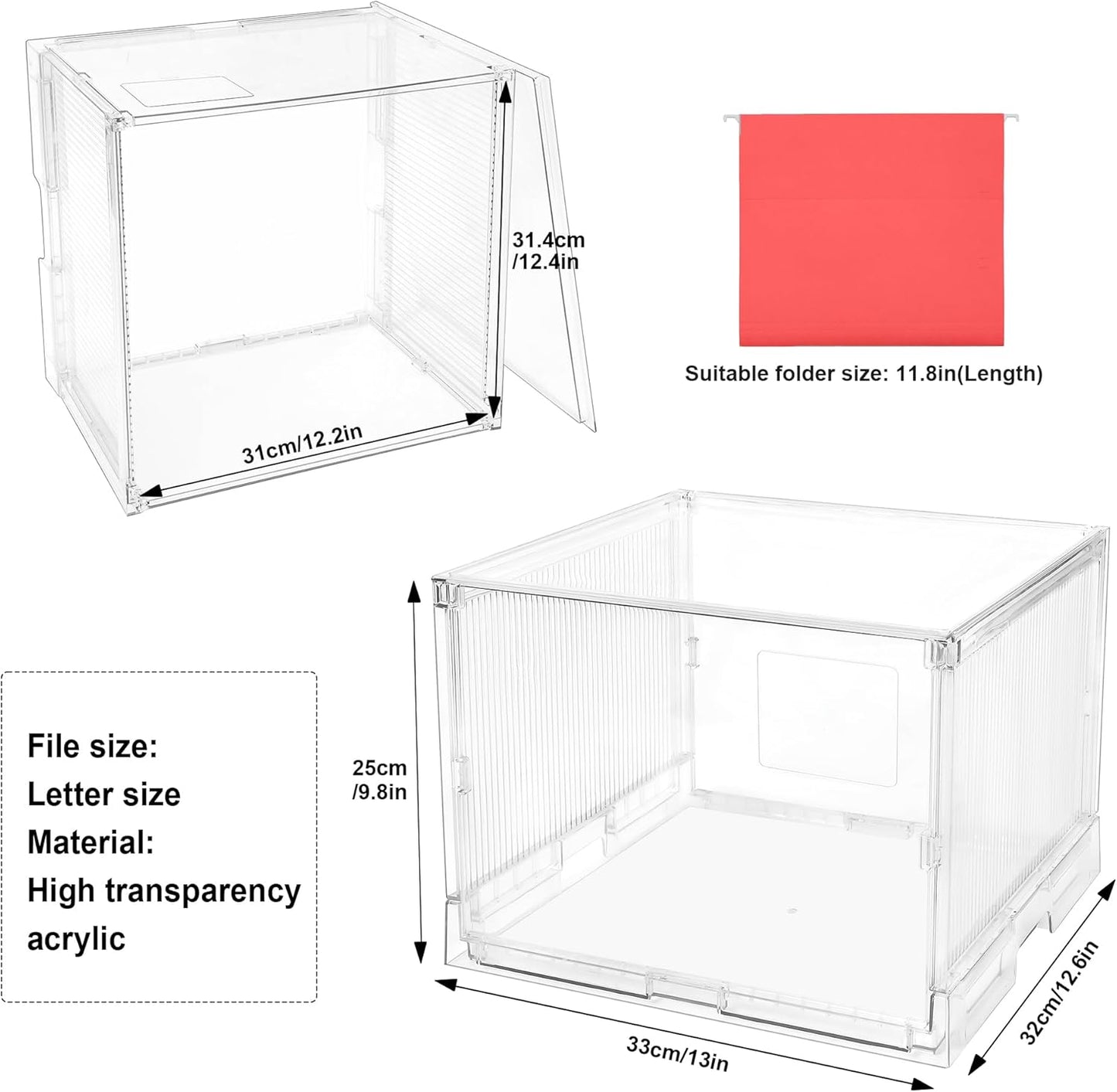 UMAIL File Box,Hanging File Organizer,Portable Storage Bins with Lids,Letter-size File Holder File Cabinet for Office/Home/Decor No Folders(1pack