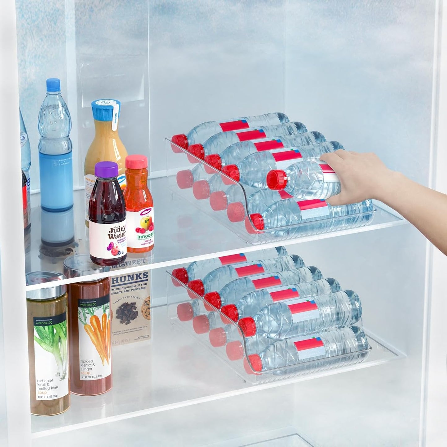 Water Bottle Soda Drink for Fridge,Refrigerator Pantry Clear Box Organizer Storge (2 PACK)