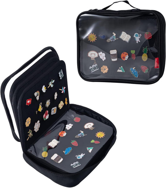 Enamel Pin Display Book, Small Collections Or Travel Pin Trading Book, Pin Collector Display Bag,6-Page Lapel Pin Display Board,for Sports Pins,Memorial Pins, Pin Display Case (Black)