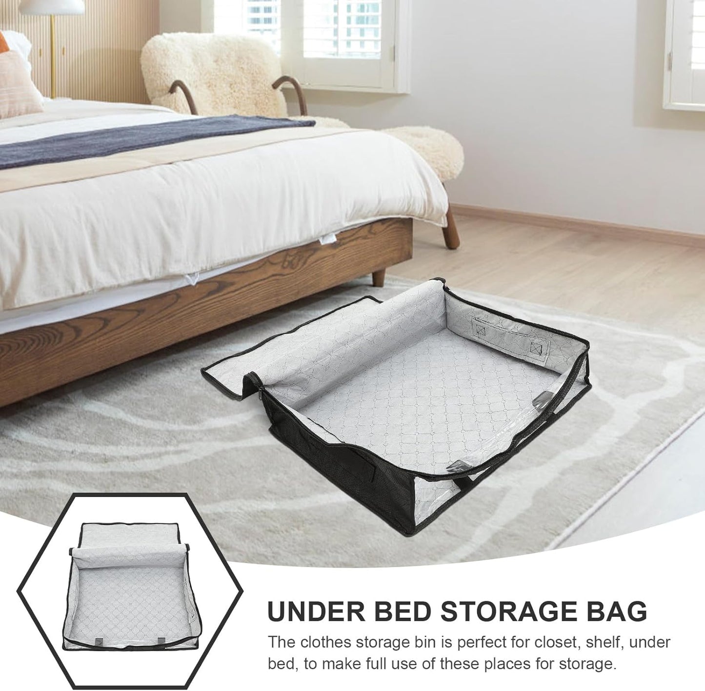 Large Capacity Under Bed Storage Bag with Handles Breathable Non-woven Organizer for Quilts Blankets Bedding Multipurpose Clothes Storage Bin for Closet and Shelf Easy-clean with