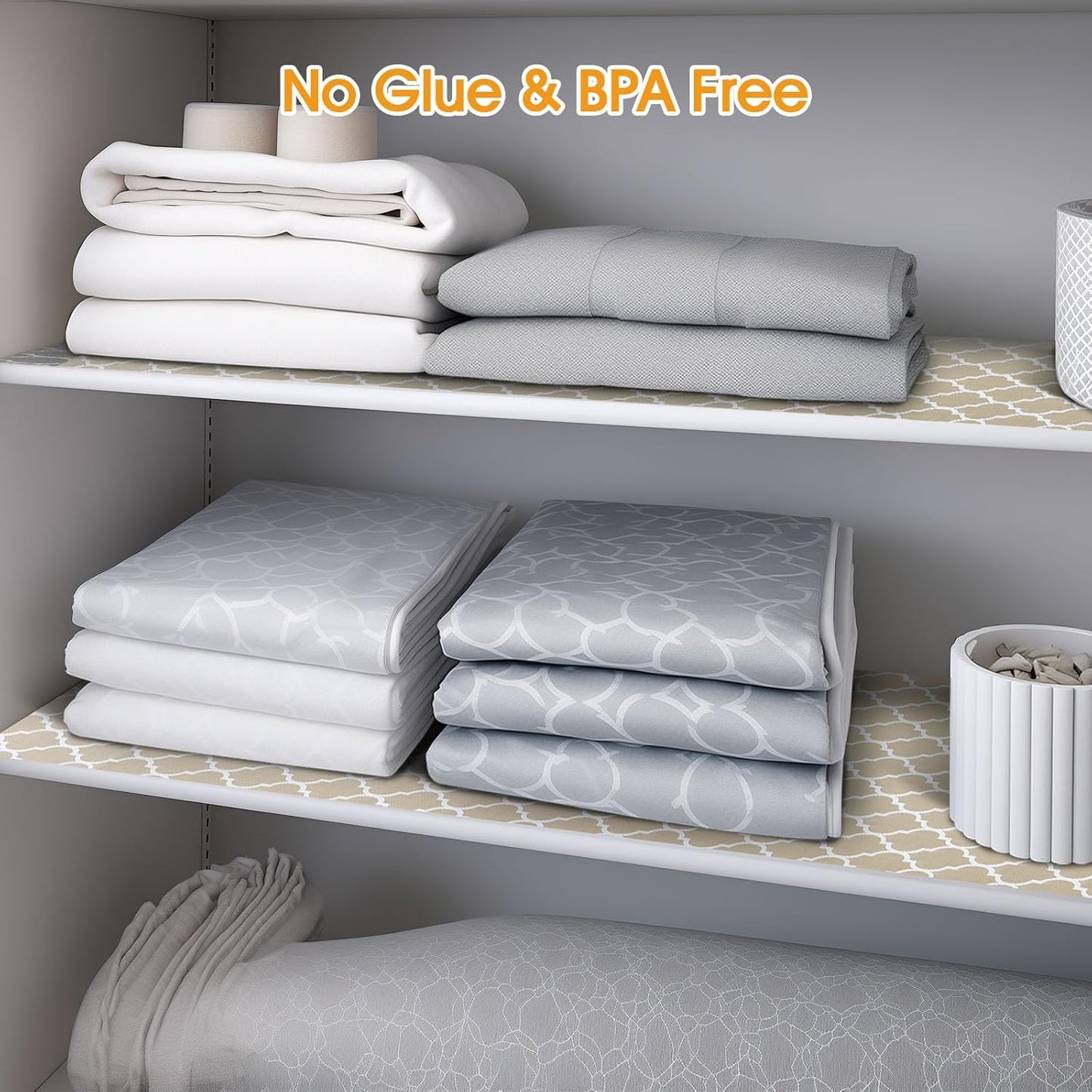 Shelf and Drawer Liner for Kitchen Cabinets Non-Adhesive, Strong Grip Non-Slip Thickened Cabinet Liners for Shelves, Waterproof Mats for Dresser Cupboard, Beige, 23 in x 30 Feet