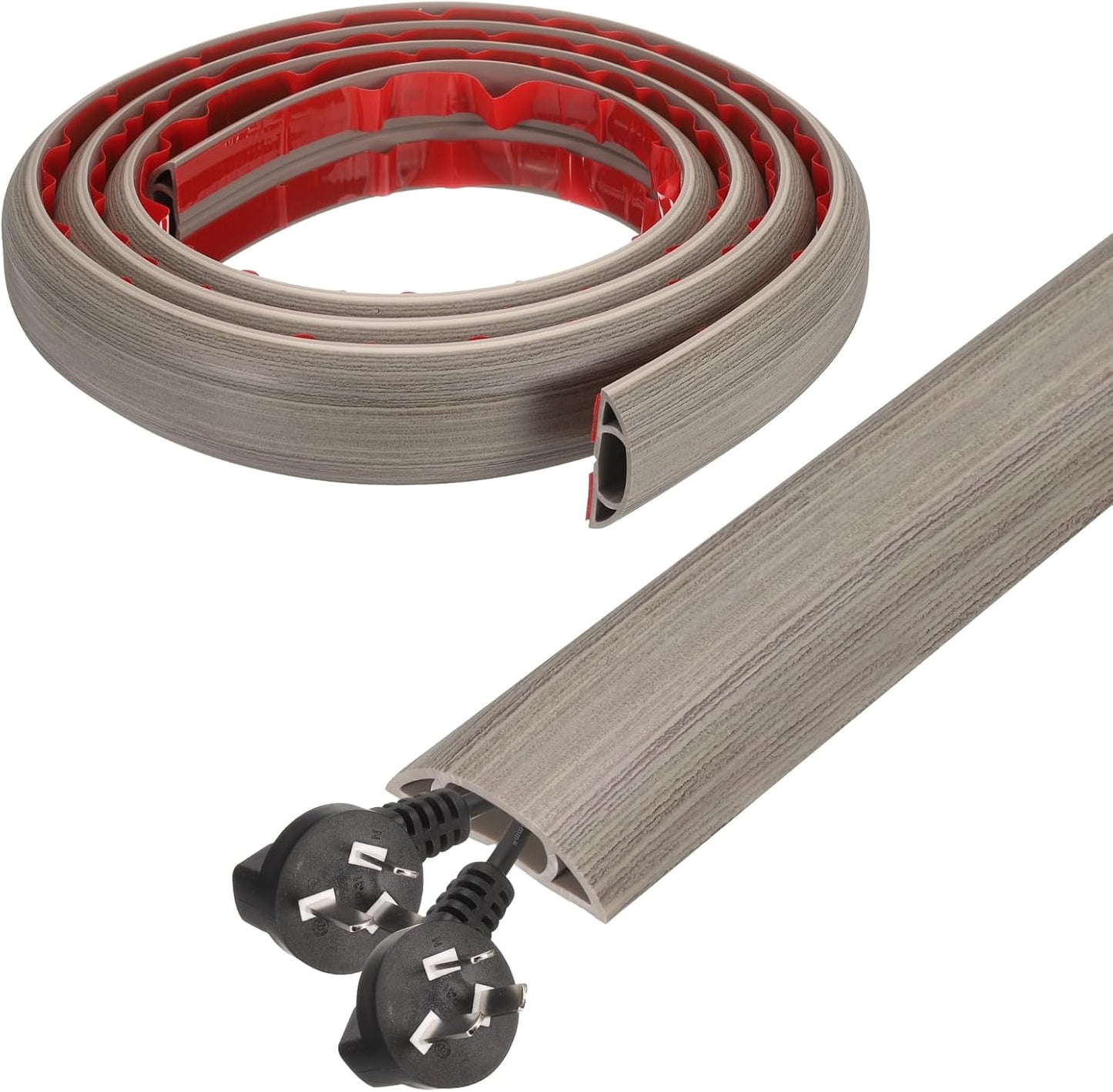 HARFINGTON 6ft Cord Cover Floor W0.6 x H0.33 Inner Channel PVC Hide Extension Cable Floor Wire Hider Wire Covers Protector for Prevent Cable Trips Cables Management, Light Grey
