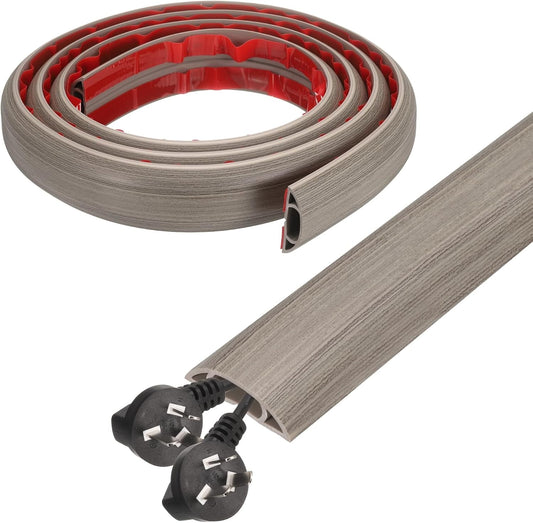 HARFINGTON 6ft Cord Cover Floor W0.6 x H0.33 Inner Channel PVC Hide Extension Cable Floor Wire Hider Wire Covers Protector for Prevent Cable Trips Cables Management, Light Grey