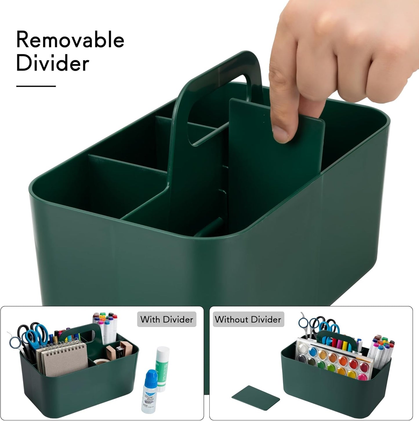 Tiawudi 2 Pack Caddy Organizer with Handle, Portable Plastic Caddy, Storage Organization for Cleaning, Bath, Makeup, Art, Craft, Stationery, Classroom and Office, Tote Organizer
