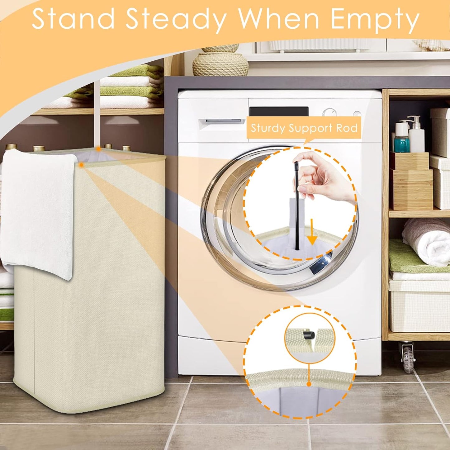 SNIGJAT Large Laundry Hamper, Tall Laundry Hamper with Sturdy Handles, Hampers for Laundry, Rectangular Dirty Clothes Hamper for Bedroom, Extra Large Laundry Basket for Clothes Toys, 80 L