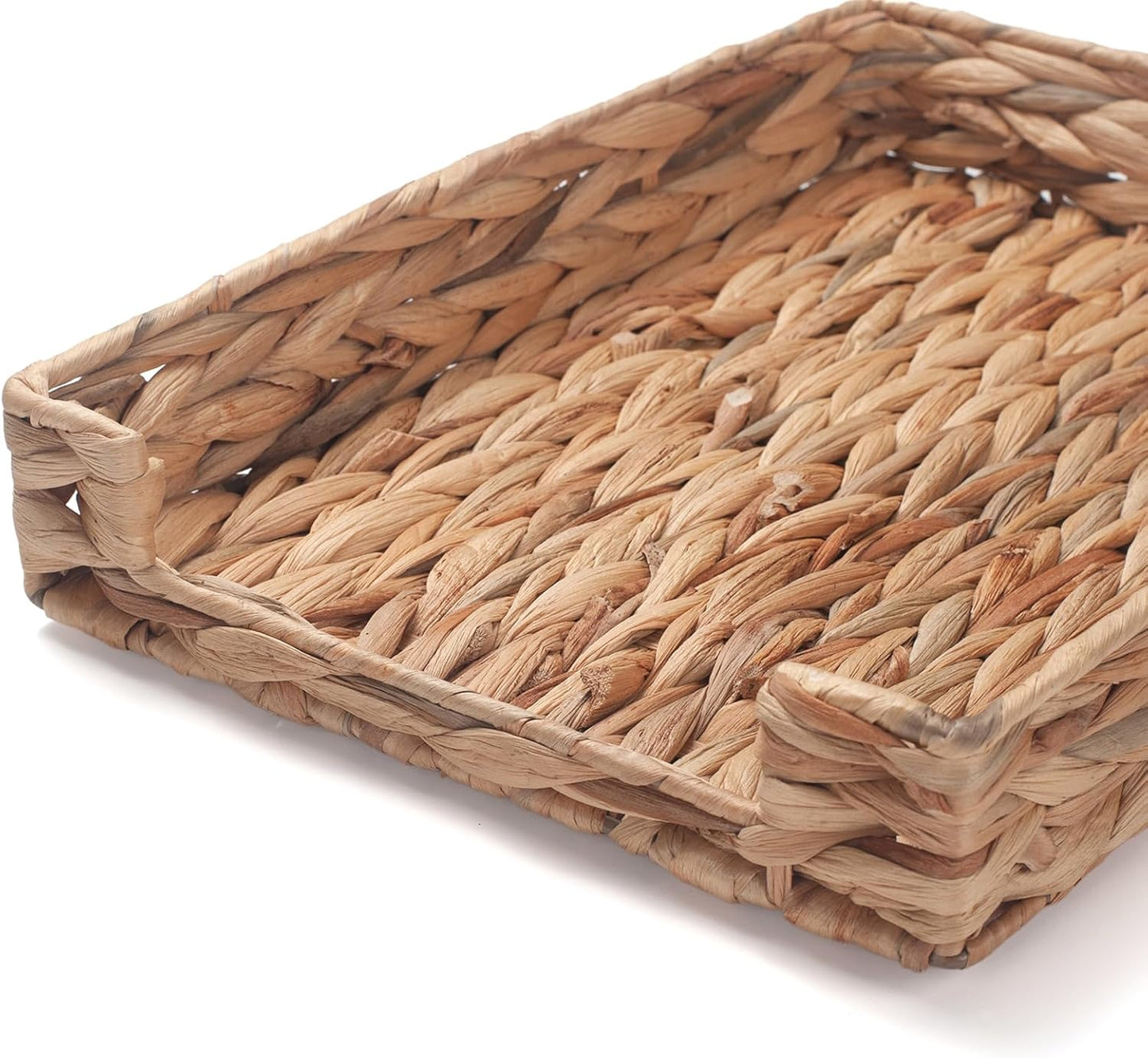 Water Hyacinth Letter Tray for A4 File Document Magazine Storage Basket Desk Tray Organizer for Office 13 x 9.8 x 2.2 inch