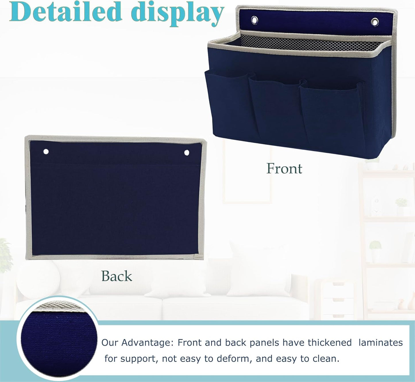 Wall Hanging Organizer Bag/Hanging Baskets with Large Mesh Compartment & 3 Pockets，Over the Door Hanging Organizer Space Saving Storage for Bedroom,RV Camper, Closet (Navy Blue -1 Pack)