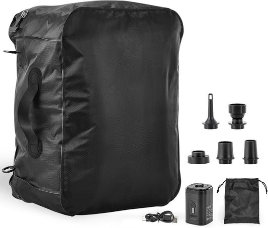 Keaber Travel Vacuum Bag with Pump,Reusable Airless Vacuum Bag for Travel Luggage, Space Saver Vacuum Storage Bags Sealer for Clothing (1-Pack,Black,USB Electric Pump)