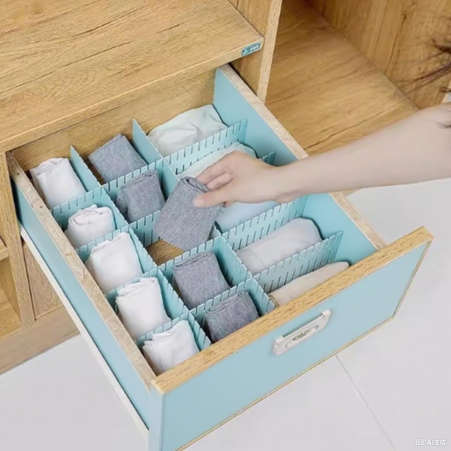 Drawer Storage Partition Board, Sock Compartment Box, Free Combination Plastic Partition Board, Underwear Compartment Partition Blue 20 PCS