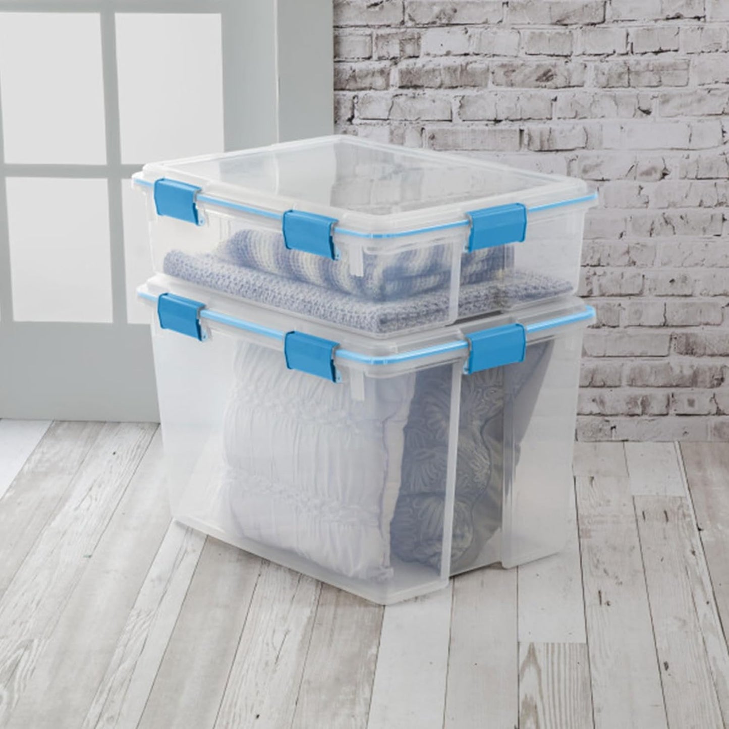 Sterilite 8-Pack Gasket Box, Weather-Resistant Storage Bins with Latching Lids, 37 Quart - Heavy-Duty Organizing Containers for Closet, Bathroom, and Office