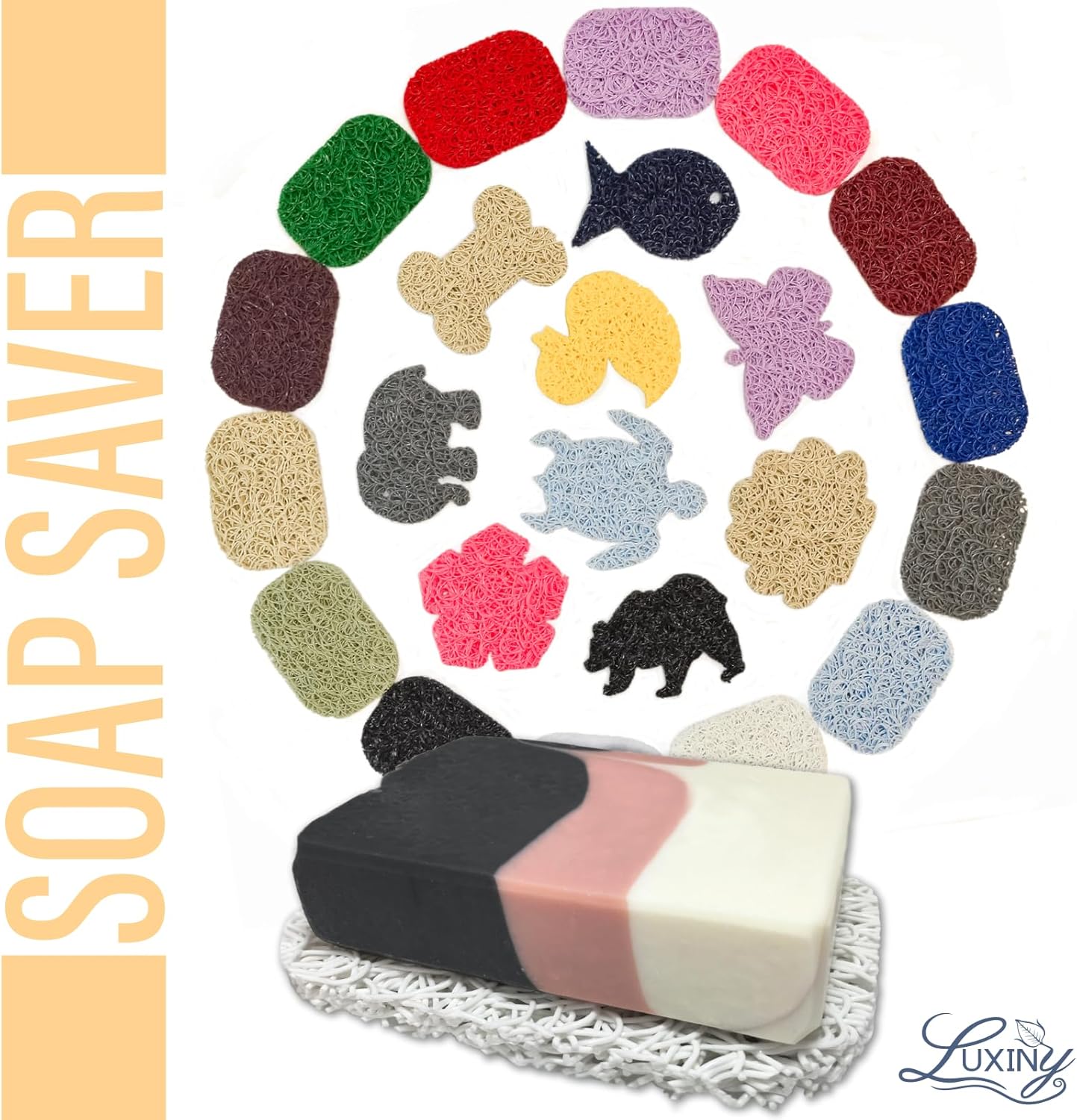 Soap Savers for Bar & Shampoo Holder, American Made by Luxiny, Lifts in Dishes Shower Holders –Bars Lasts Longer- of Eco-Friendly Bioplastics (Sage 2 Pack), Mountain Sage - 2 Pack (12345)
