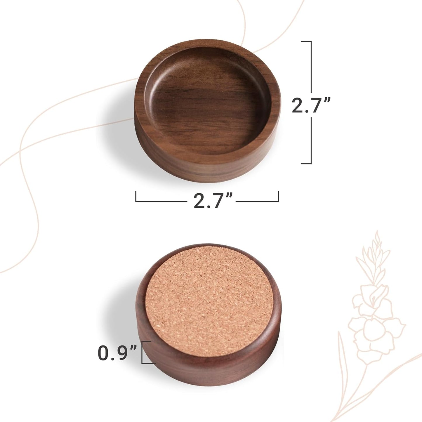 Walnut Wood Ring Holder, Engraved Jewelry Dish and Storage Tray, Unique Gift for Her, Valentine’s Day Gift