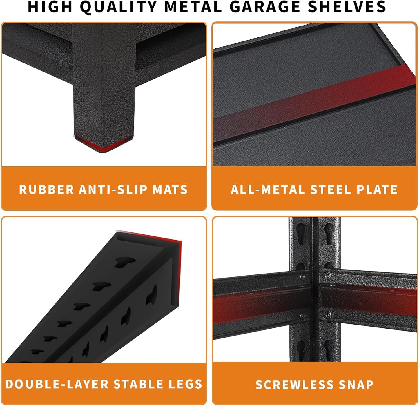 Dyoung 72" H Garage Storage Shelves Adjustable 5 Tier Metal Shelves Heavy Duty 2500LBS Capacity Industrial Shelving Units Rack for Warehouse Basement Garage, Black (19.5" D×59" W×72" H)