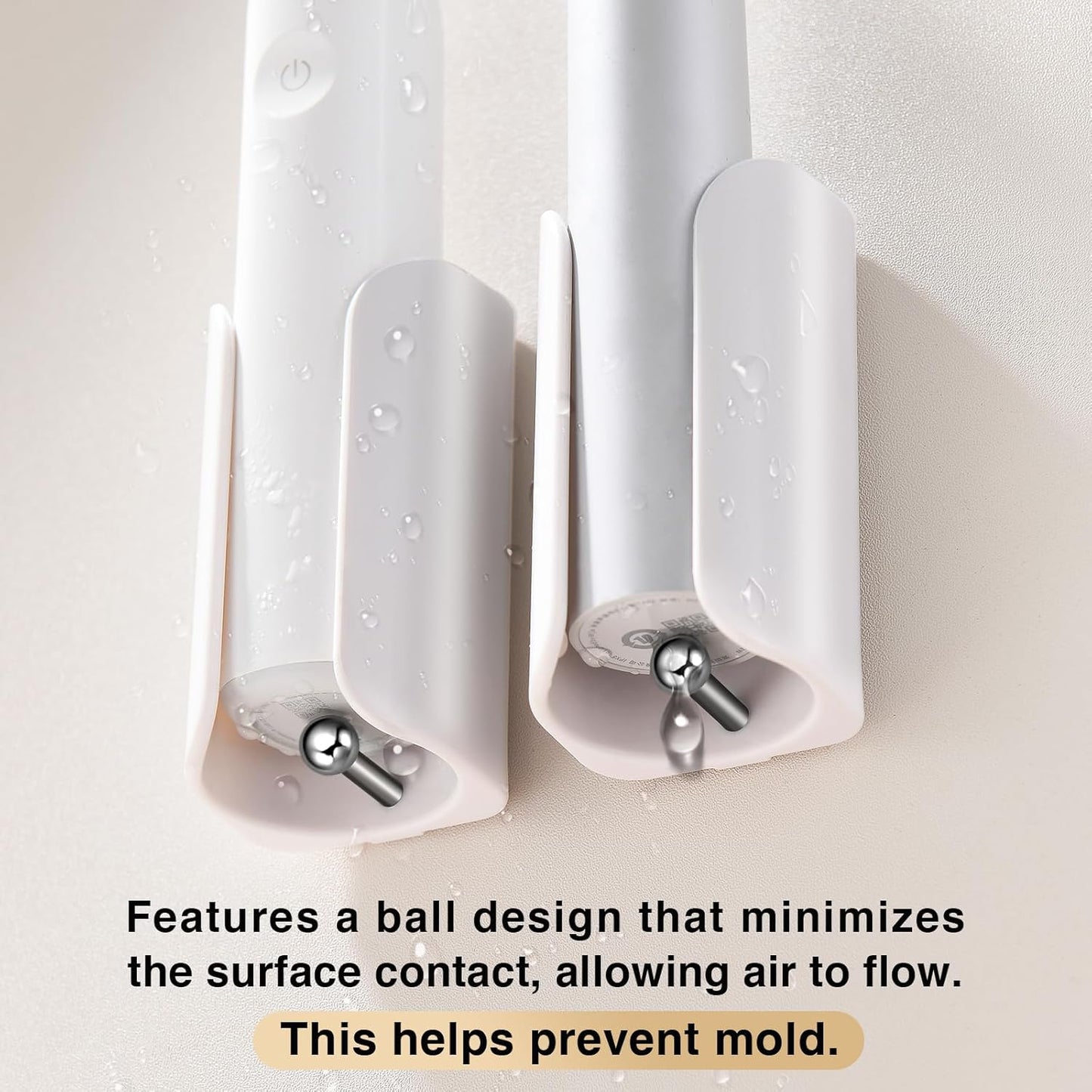 Electric Toothbrush Holder for Bathroom, Wall-Mounted Toothbrush Stand with Self-Adhesive, Compact Bathroom Caddy for Electric Toothbrushes (White-2pcs)