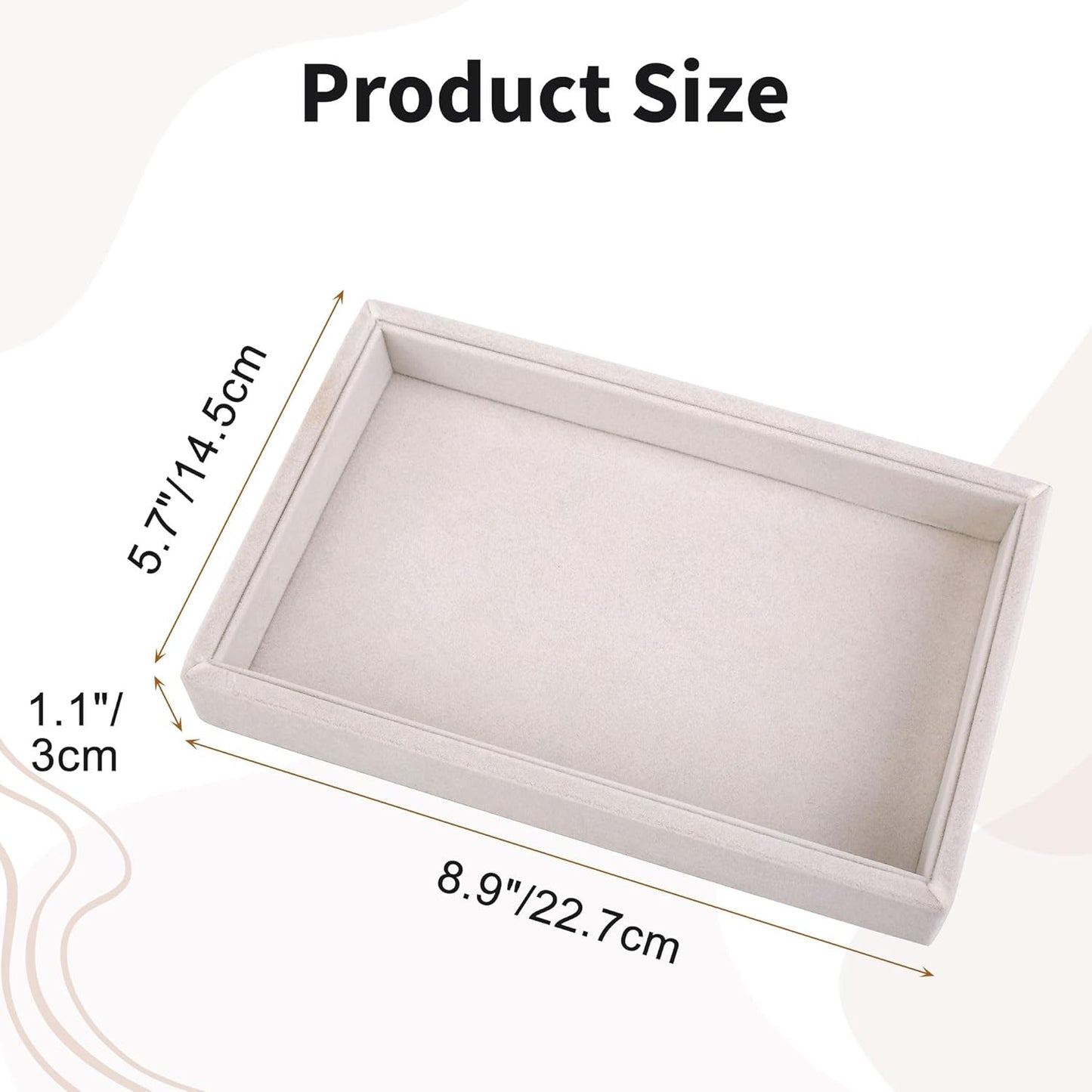 Mornajina 9" x 5.7" Velvet Jewelry Tray Jewelry Display Tray, Stackable Empty Plate Trays for Earrings Necklaces Bracelet Rings Display Showcase - Beige