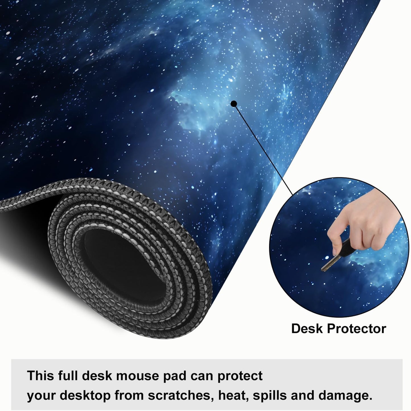 Galaxy Mouse Pad – Large Extended Desk Mat 31.5 x 11.8 in– Deep Space Nebula Starry Sky Design, Non-Slip Base, Waterproof Surface, Oversized Keyboard & Mouse Pad for Gaming or Office