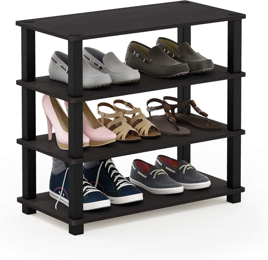Furinno Turn-S-Tube 4-Tier Shoe Rack, Espresso/Black