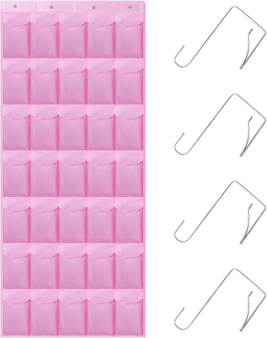35Large Pockets Over The Door Shoe Organizer, Mesh Pockets Shoe Holder Rack, Capacity hanging shoe organizer，door shoe rack With 4 Metal Hook.