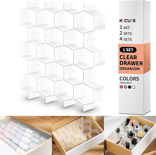Honeycomb Separator Adjustable Drawer Organizer Divider for Underwear Belt-Scarf Socks Organizer (White(1pc))