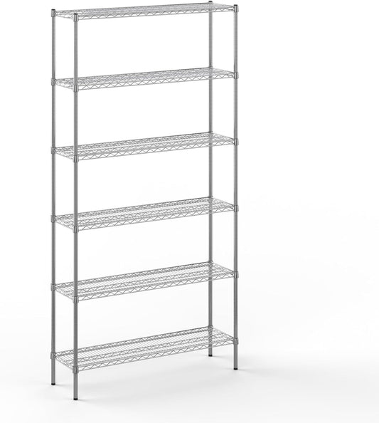 14" Deep x 48" Wide x 96" Height Wire Shelving Kit | 6-Tier | NSF Commercial Storage Rack Unit