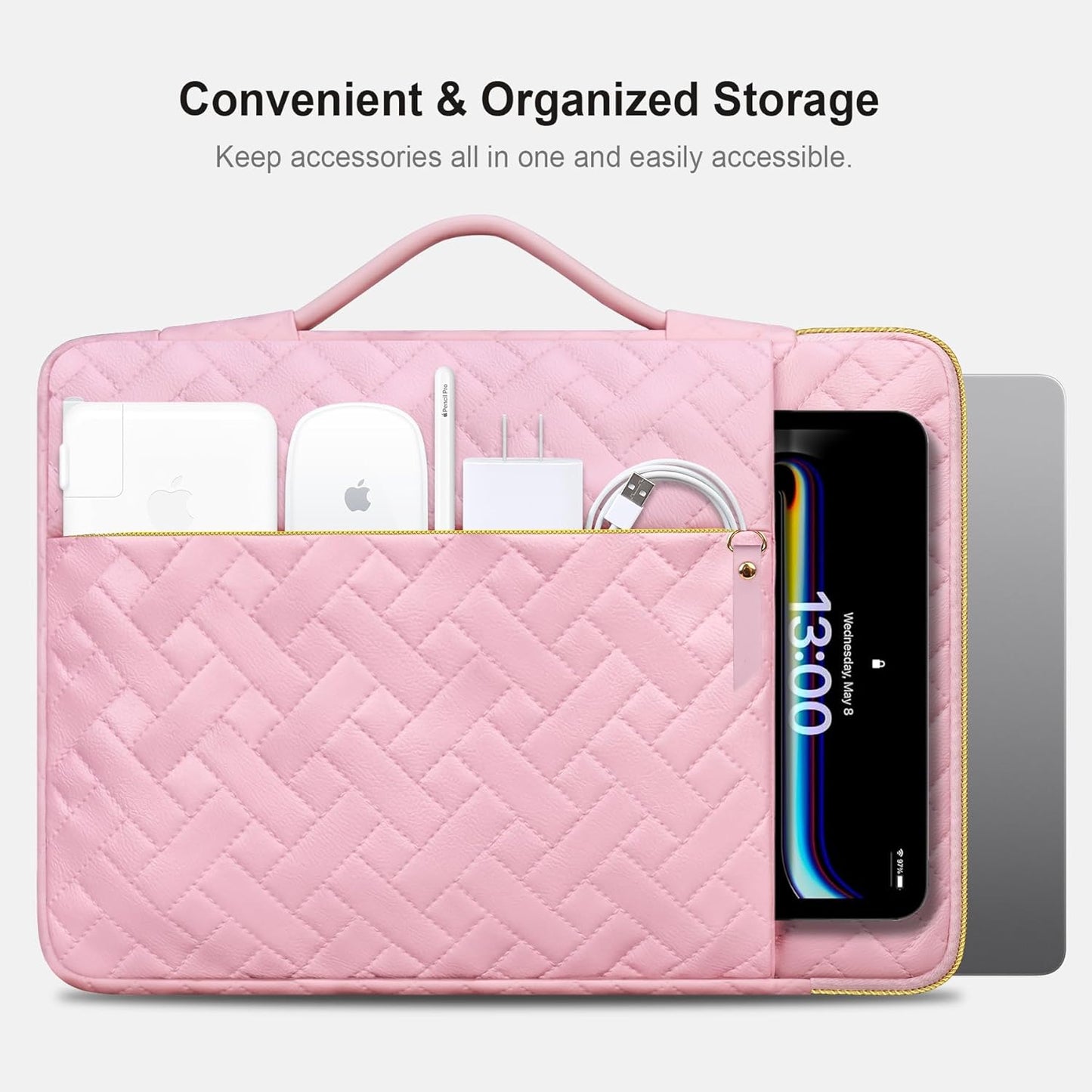 Lacdo 360° Protective 14 Inch Laptop Sleeve Case for HP Lenovo Dell ASUS Chromebook 14 / HP Pavilion Stream 14 / Dell Inspiron 14 / Lenovo IdeaPad 14 / Aspire/ASUS ZenBook Computer Bag, Sakura Pink