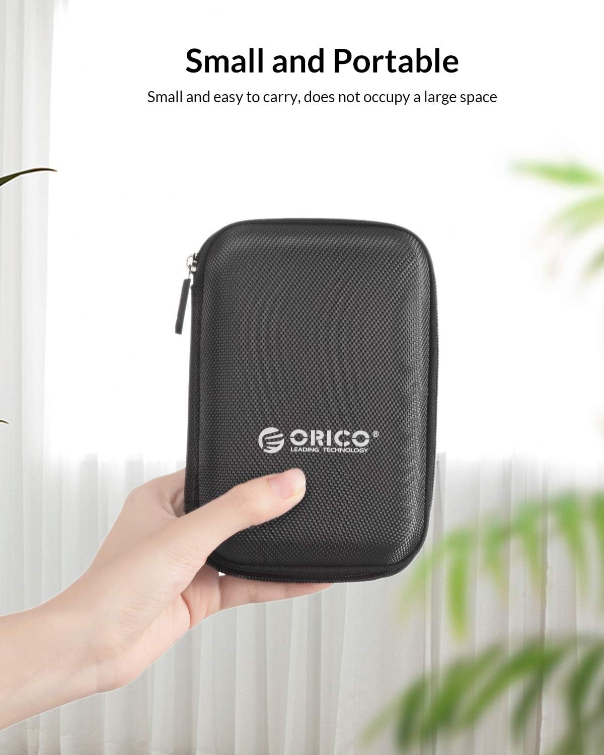 ORICO Hard Drive Case 2.5 inch External Drive Storage Carrying Bag Waterproof Shockproof with Inner Size 5.5x3.5x1.0inch for Organizing HDD and Electronic Accessories, Black(PHD-25)