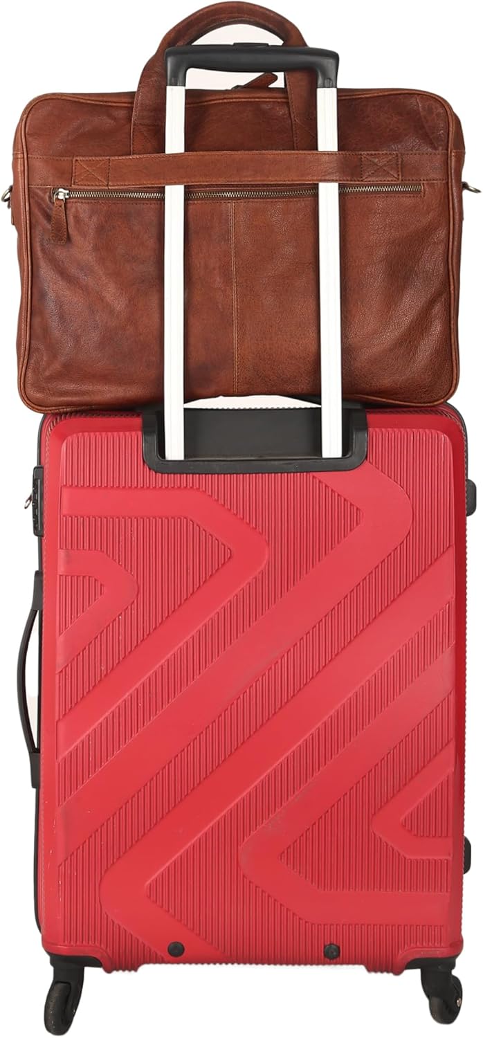 KomalC 16 Inch Leather briefcases Laptop Messenger Bags for Men and Women Best Office Satchel Bag