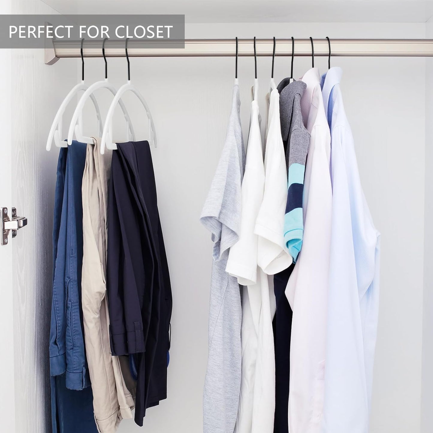 MIZGI Premium Velvet Hangers 50 Pack Heavyduty- Non Slip No Shoulder Bump Suit Hanger - Black Hooks,Space Saving Clothes Rounded Shape for Coat,Sweater,Jackets,Pants