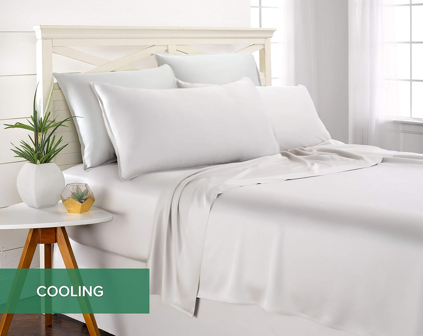 Queen Pillowcases by Pure Bamboo, Genuine 100% Organic Viscose Derived from Bamboo, Luxuriously Soft & Cooling, Double Stitching, Envelope Closure (2 Queen Pillowcases, White)