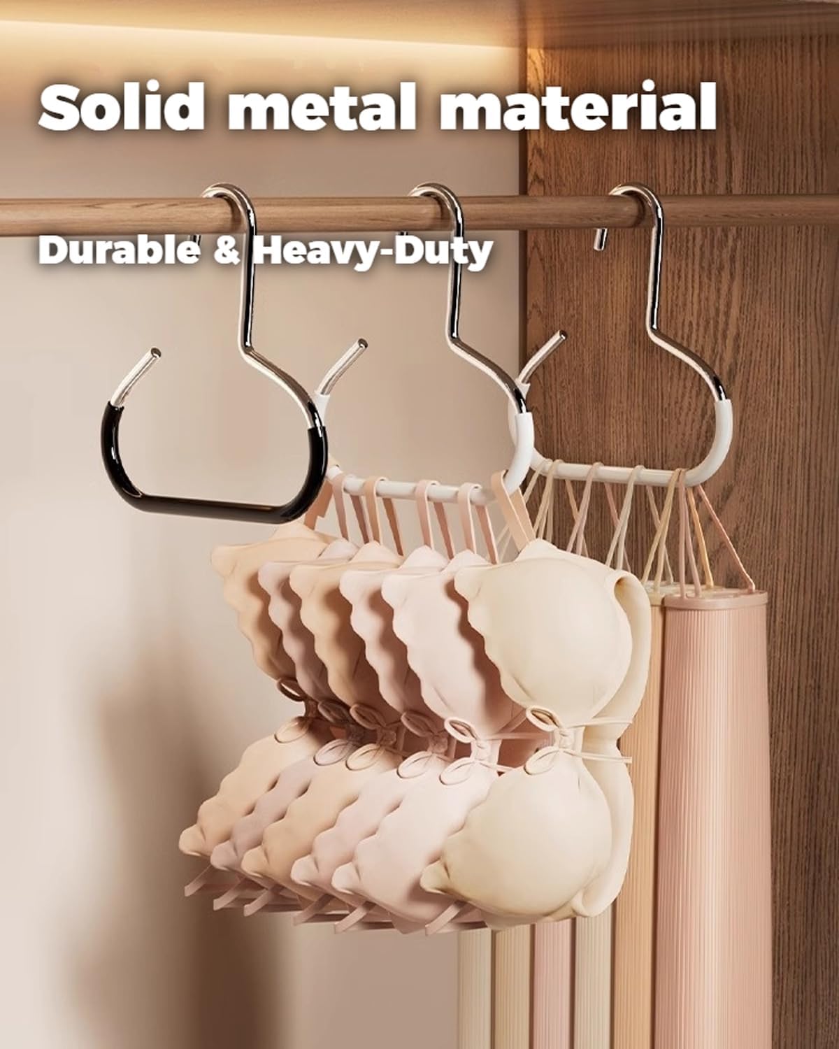 Durable Steel Hangers: Maximize Closet Space with Versatile Storage, Multifunctional Steel Hangers, Heavy Duty Closet Organizer Hooks for Hats, Scarves, Belts, Ties, Bra, Anti-Slip (Black, 12 PCS)