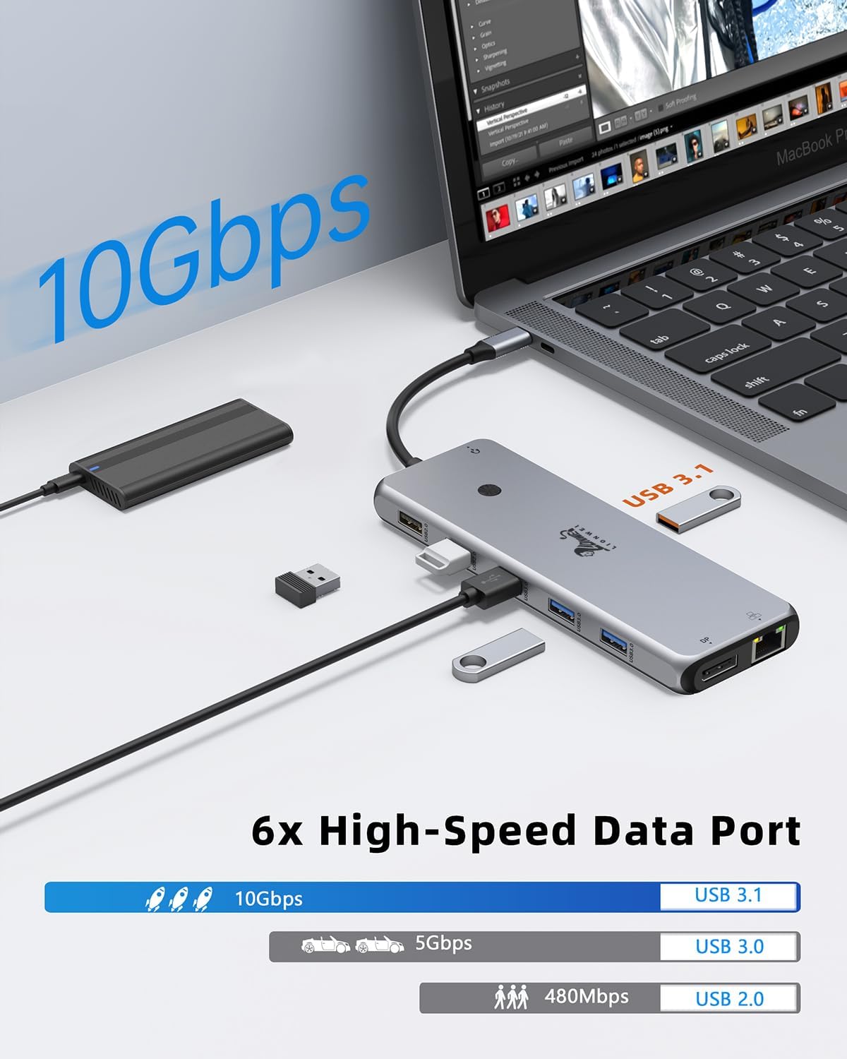 Laptop Docking Station 13 in 1, Dual Monitor Triple 4K Display, 8 USB C/A Ports, Ethernet, Audio, LIONWEI USB C Hub for MacBook,Dell,HP,Lenovo,Surface