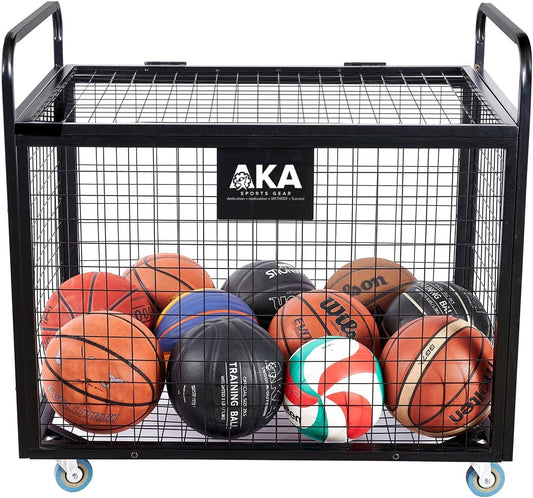 AKA Sports Ball Equpment Cart | Ball Storage for Soccer, Volleyball, Football | Ball Organizer | Ball Rack with Wheels