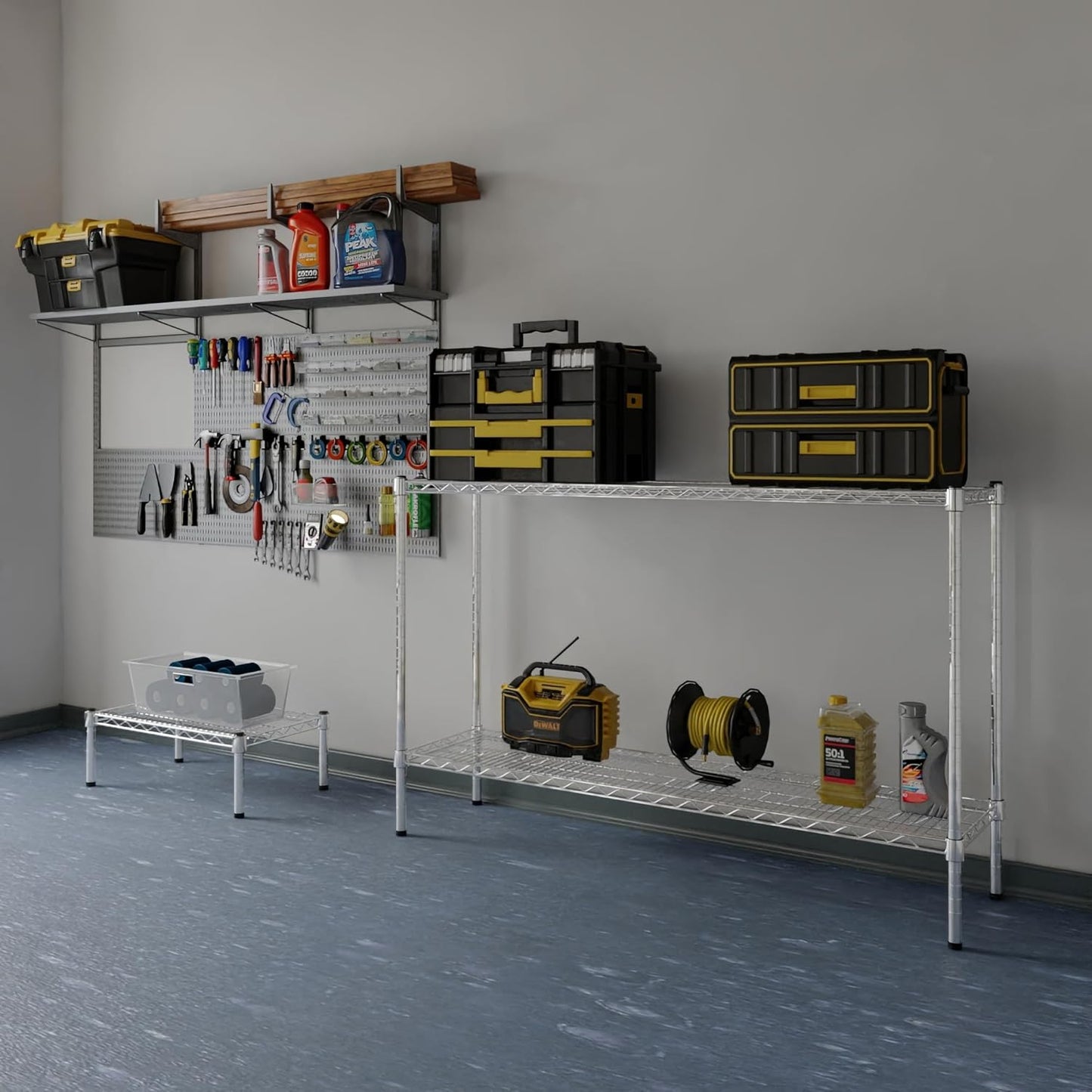 14" Deep x 54" Wide x 34" Height Wire Shelving Kit | 2-Tier | NSF Commercial Storage Rack Unit