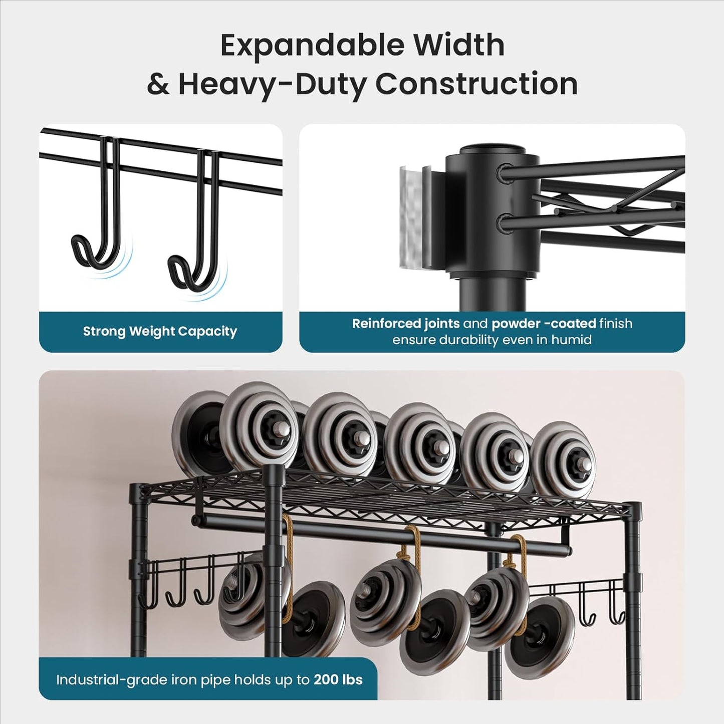 Garment Rack Heavy Duty 3 Tiers Adjustable Freestanding Metal Rolling Clothing Rack with Double Rods and Side Hooks for Hanging Clothes, Black