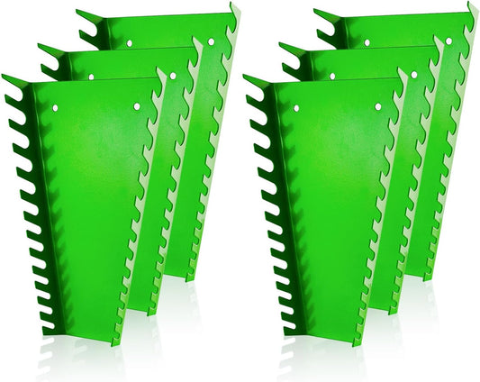 ALOANES 78-Slot Metal Wrench Organizer, Heavy Duty Wrench Organizer Tray for Tool Box, Fit SAE & Metric Wrench Storage, 6 Pack Wrench Holders(Green)