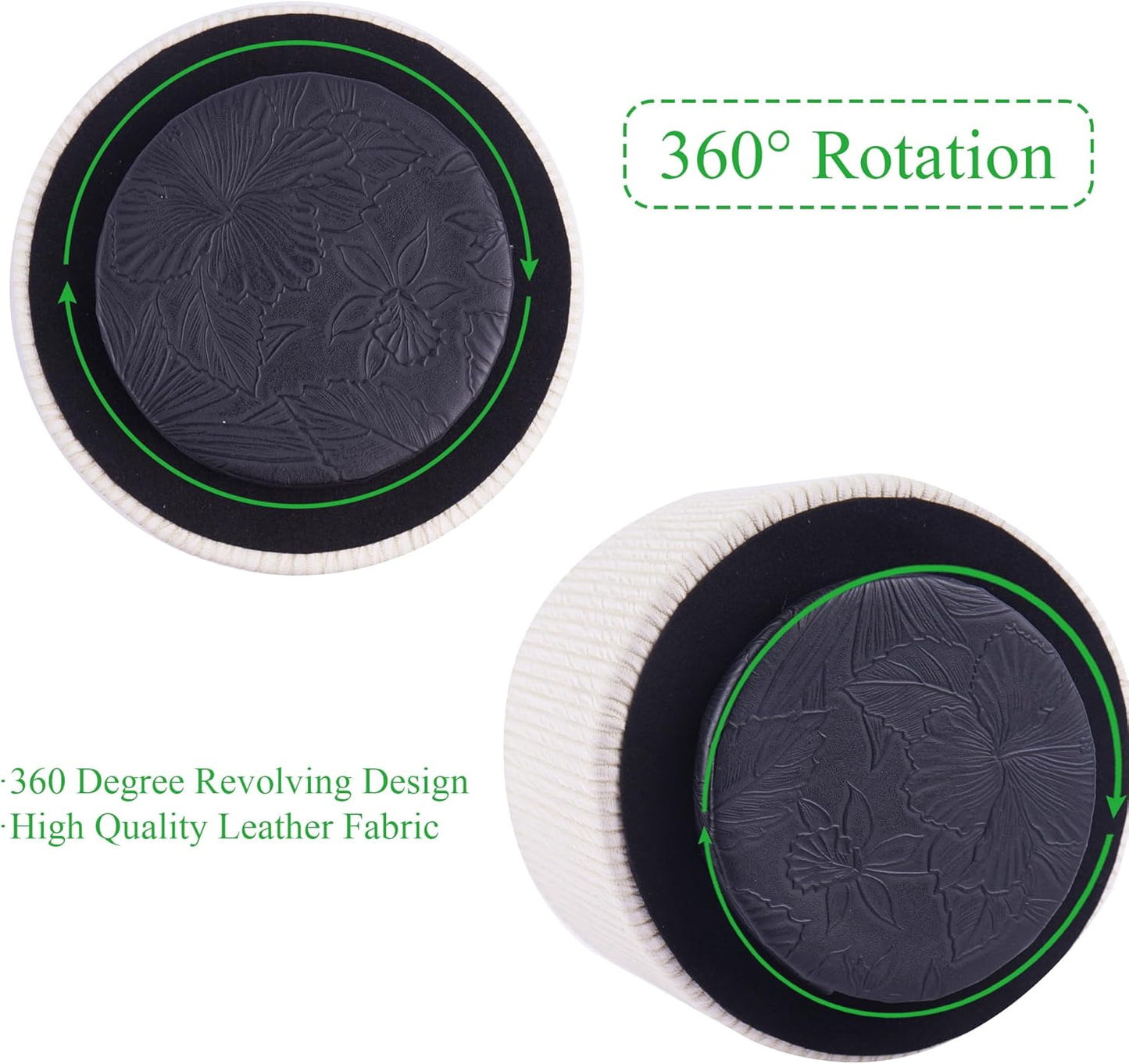 Round Leather Art Supply Organizer,Remote Control Holder,360 Degree Spinning,Multi-Functional Pencil Holder,4 Compartments Desktop Stationary Organizer(1-Wood Beige)