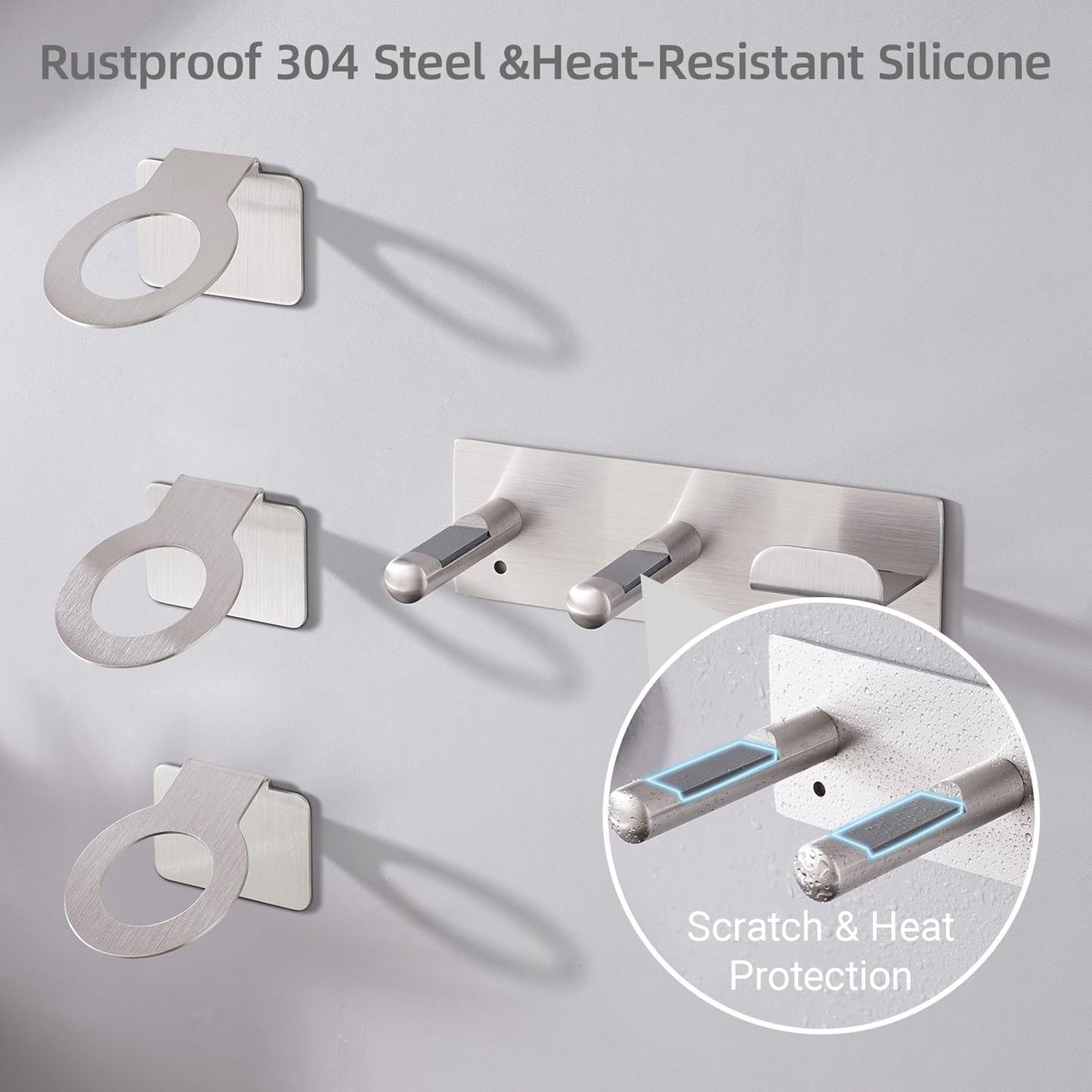 Hair Dryer Holder, Hair Dryer Holder Wall Mount for Supersonic/Nural & Attachments. Stainless Steel Hair Dryer Stand with Magnetic Rings. Hair Tool Organizer for Bathrooms Silver BANJEKT
