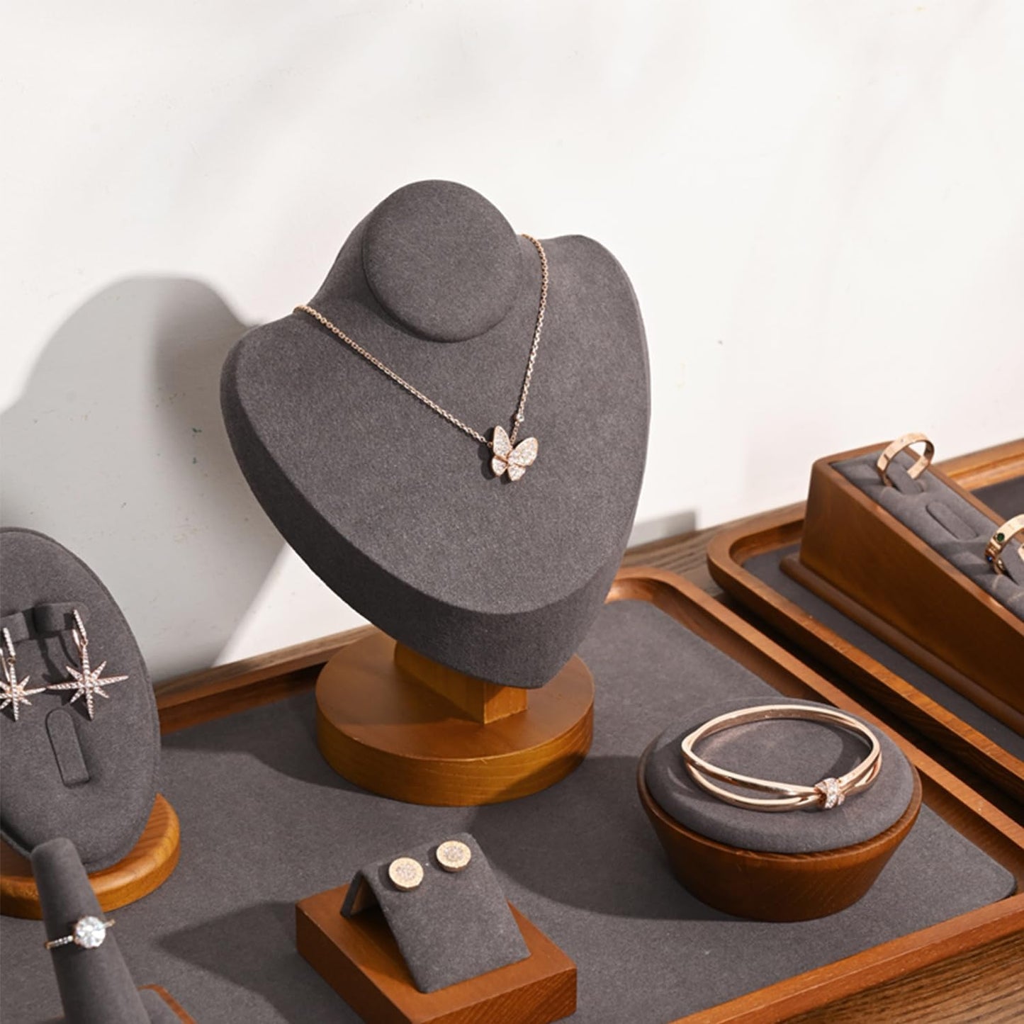 Jewelry Tray Solid Wood Earrings Display Stand for Photograph Jewelry Display Tray
