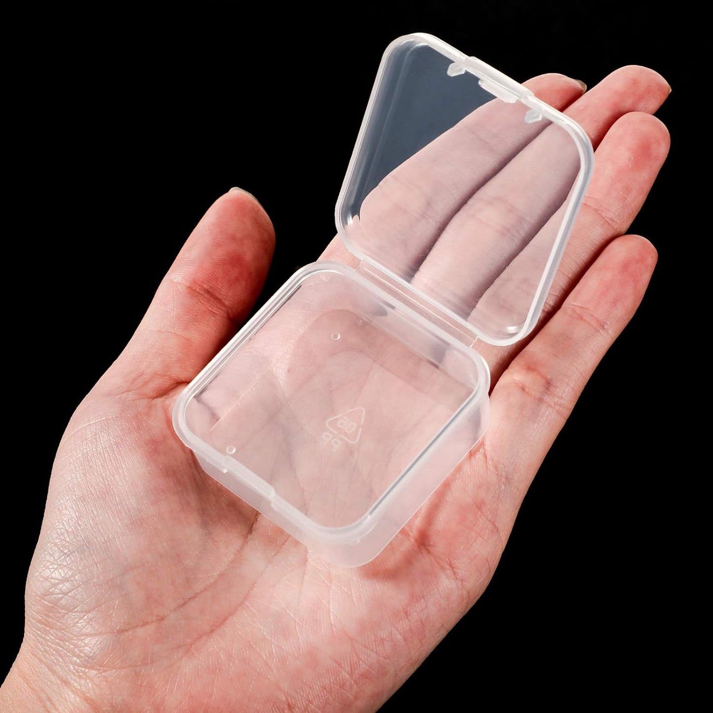 SATINIOR 48 Packs Clear Small Plastic Containers Transparent Storage Box with Hinged Lid for Items Crafts Jewelry (1.7 x 1.7 0.79 Inches)