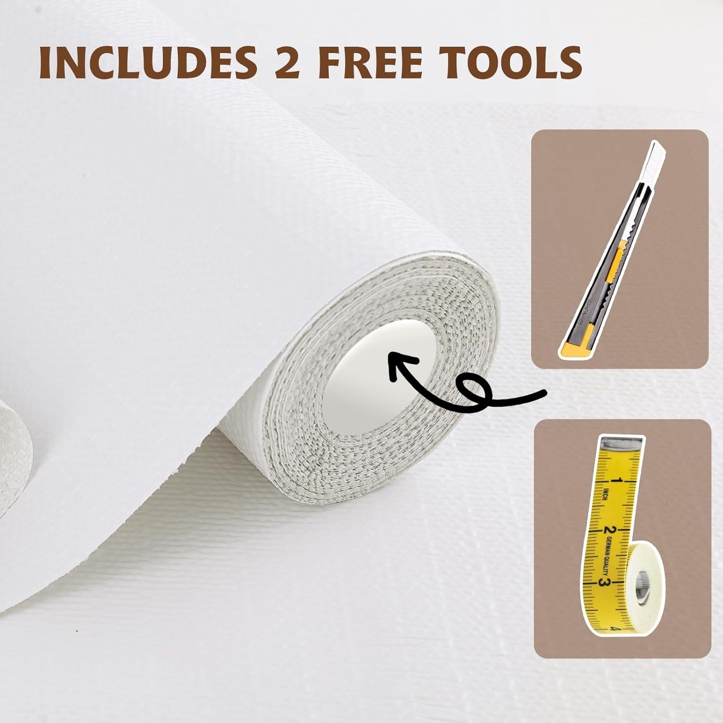 Shelf Liners for Kitchen Cabinets Non Adhesive Drawer Liner 23.4in x 20FT Pure White Thickened Shelf Liner Strong Non-Slip Easy to Clean for Tool Box Refrigerator with Knife and Tape Measure