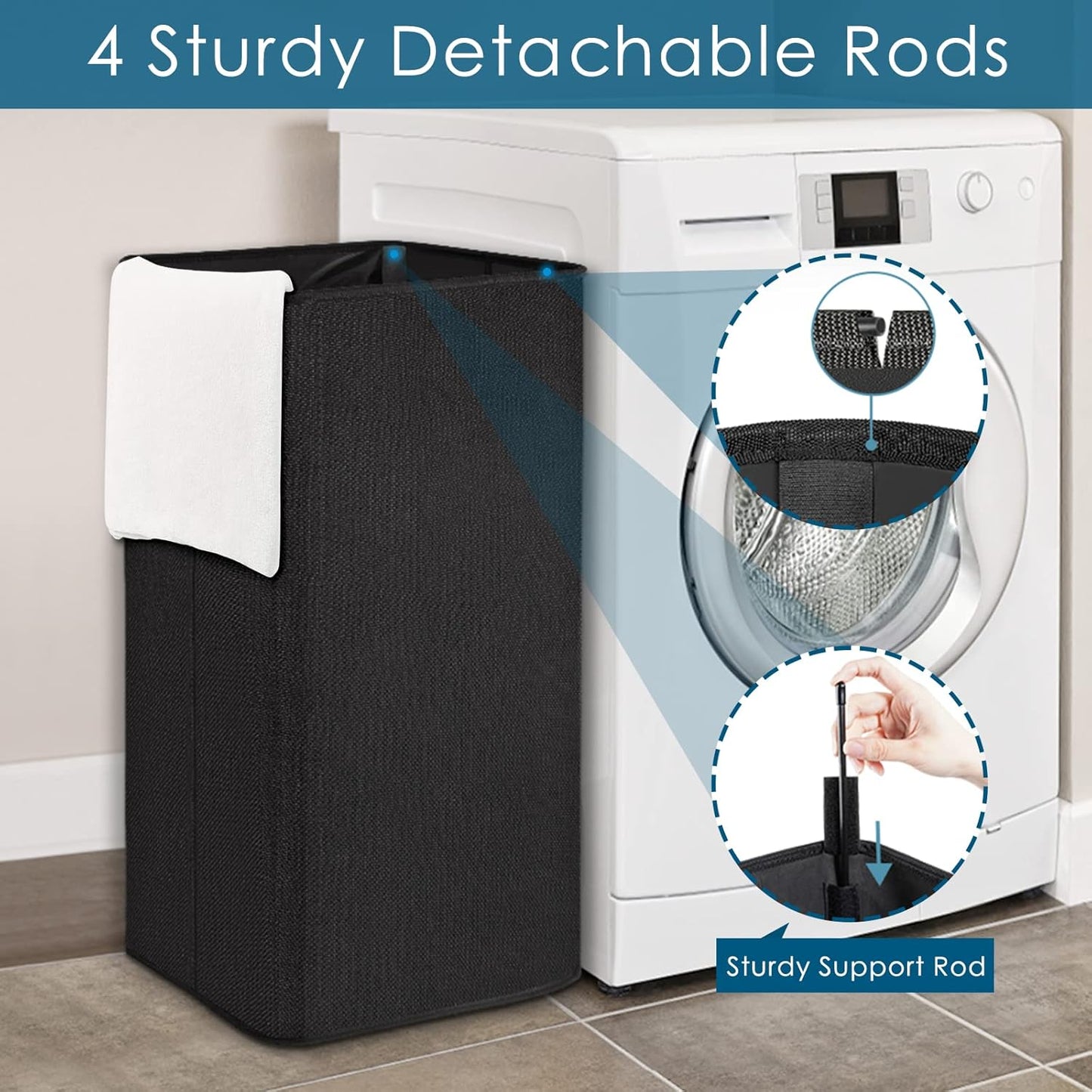 SNIGJAT Large Laundry Hamper, Tall Laundry Hamper with Sturdy Handles, Hampers for Laundry, Rectangular Dirty Clothes Hamper for Bedroom, Extra Large Laundry Basket for Clothes Toys, 80 L