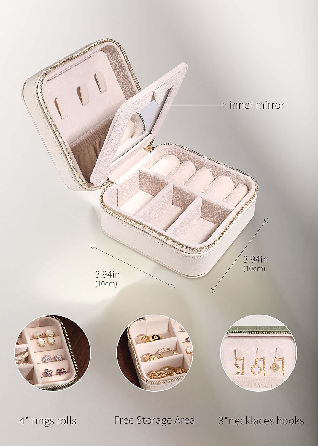 S.Leaf Travel Jewelry Organizer Boxes for Women Small Portable Necklace Earrings Bracelet Rings Travel Case Best Friend Birthday Gifts for Women Trendy (Butterfly_Beige_Blue)