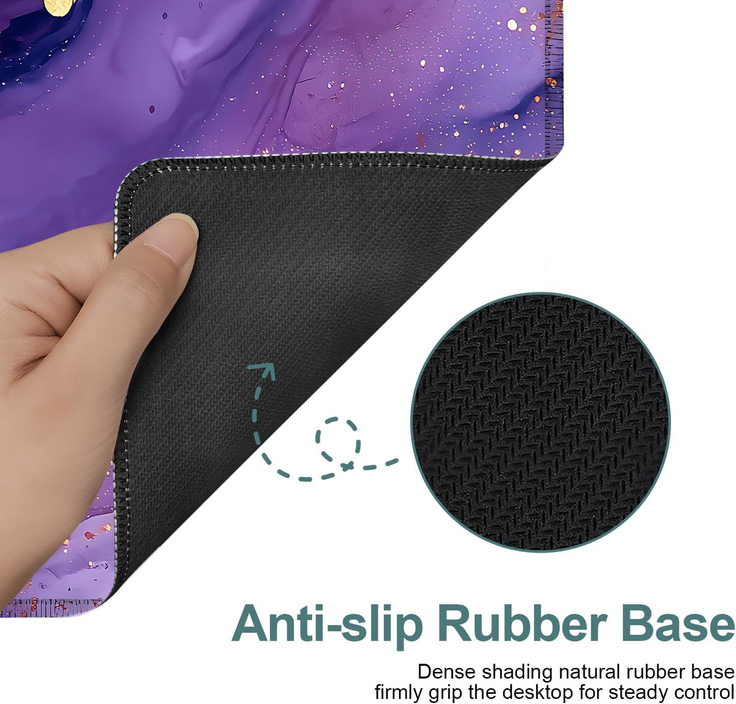 Purple Gaming Mouse Pad 31.5"x11.8"Desk Mat Anti-Slip Rubber Base & Durable Stitched Edges for Gamers Smooth Mouse Writing Surface for Desk Office/Home
