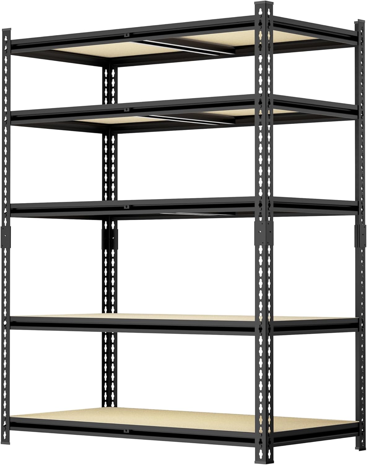 36" W Father&I 5-Shelf-Rack Industrial Metal Shelves Steel Utility Garage/Kitchen Storage Stand Shelving Units Adjustable Heavy-Duty Organizer for Shed/Closet/Pantry/Tote 72" H*36W*16D, Black