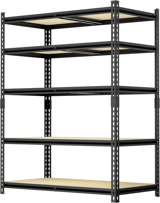 36" W Father&I 5-Shelf-Rack Industrial Metal Shelves Steel Utility Garage/Kitchen Storage Stand Shelving Units Adjustable Heavy-Duty Organizer for Shed/Closet/Pantry/Tote 72" H*36W*16D, Black