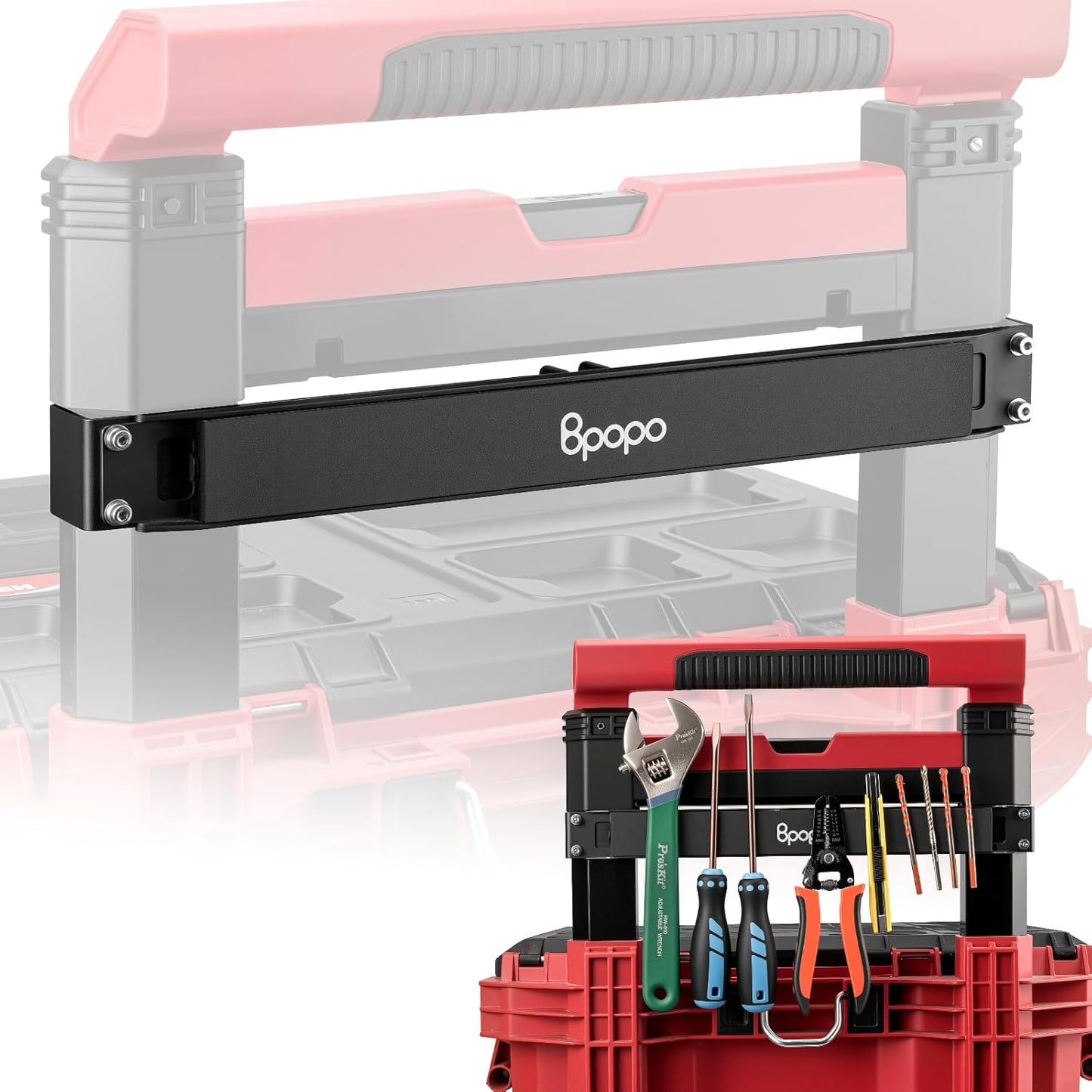 Magnetic Bar Mount Fit for Milwaukee 48-22-8426 Packout Rolling Toolbox, Powerful Magnet Tool Holder Strip -Mounted Back on Packout Toolbox