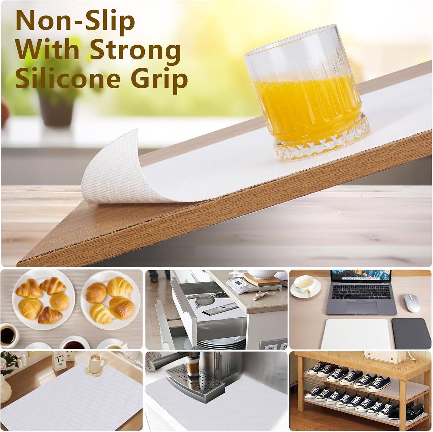 Shelf Liner, 11.8 Inches x 40 FEET Non-Slip Kitchen Cabinet Liner, Washable Oil-Proof Non-Adhesive Contact Paper for Drawer, Cabinet, Shelves, Cupboard, Refrigerator, Storage, Desks, Countertop
