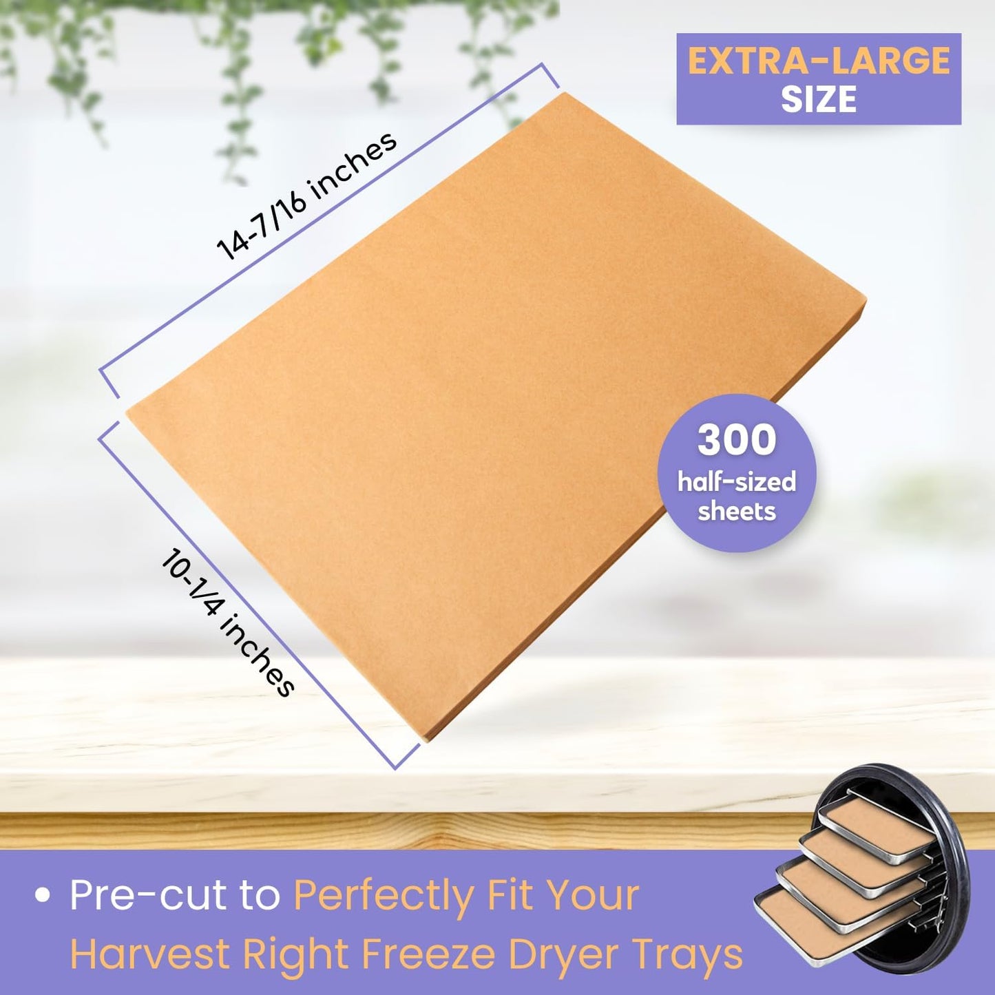 300 pack Parchment Paper For Harvest Right Freeze Dryer (XL - Extra Large) (Half Tray Size)
