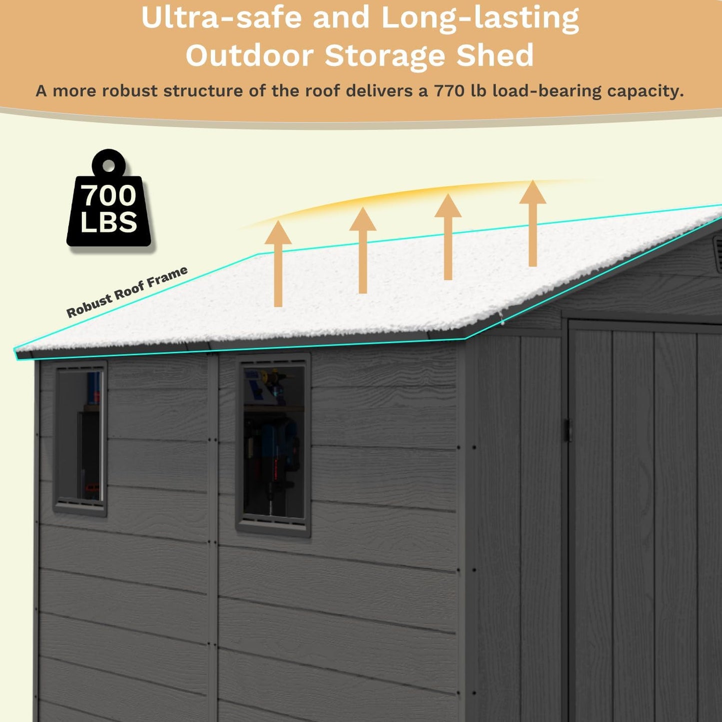 Devoko 6x8 Ft Outdoor Storage Shed - Lockable Resin Tool Shed with Window & Floor - Easy Assembly for Garden, Backyard, Dark Gray